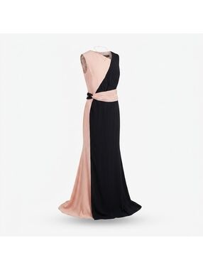 LanTing Sleeveless Two-Tone Maxi Dress with Waist Tie
